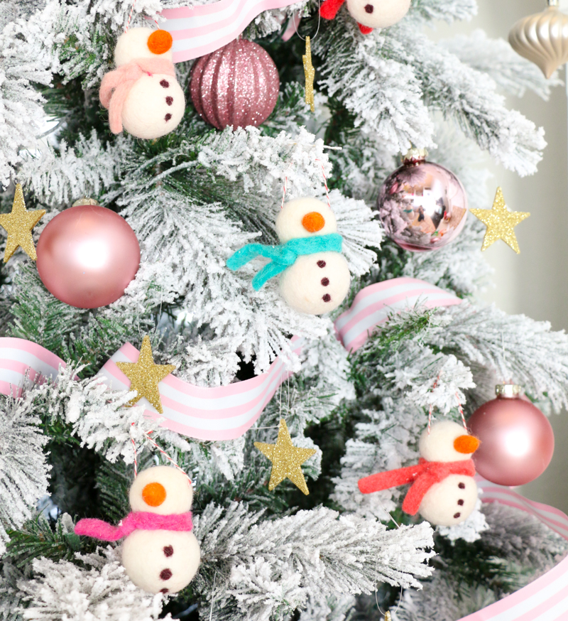 DIY Felt Snowman Ornaments