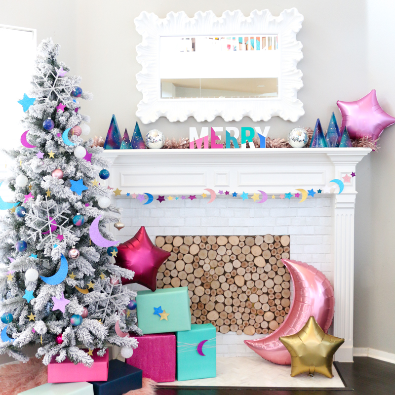 DIY Glittery Galaxy Christmas Tree and Garland