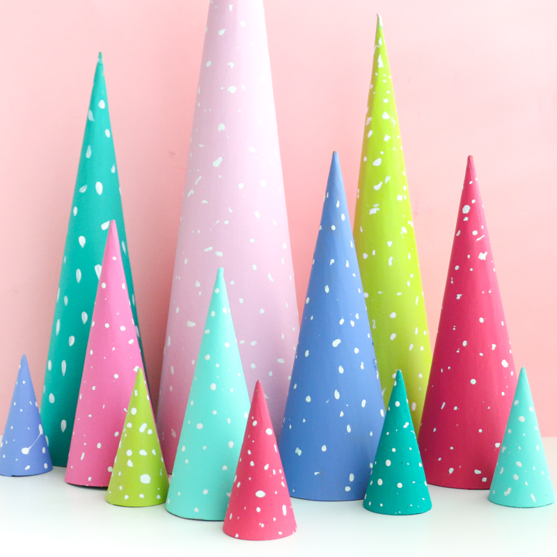DIY Snow Dotted Cone Trees