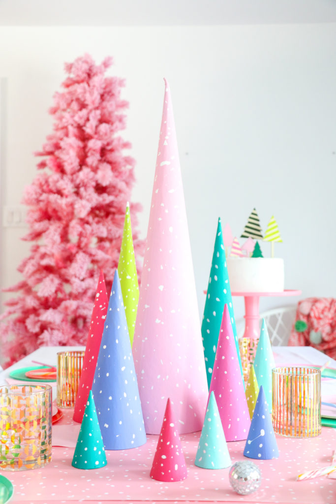 DIY Snow dotted cone trees