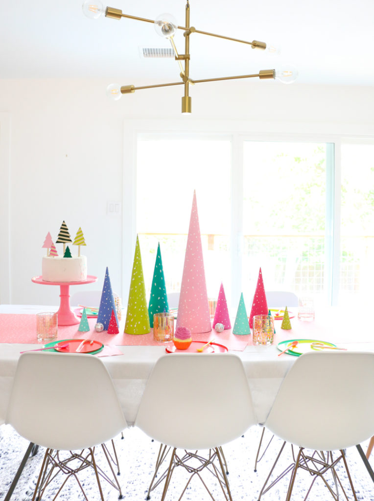 DIY Snow dotted cone trees