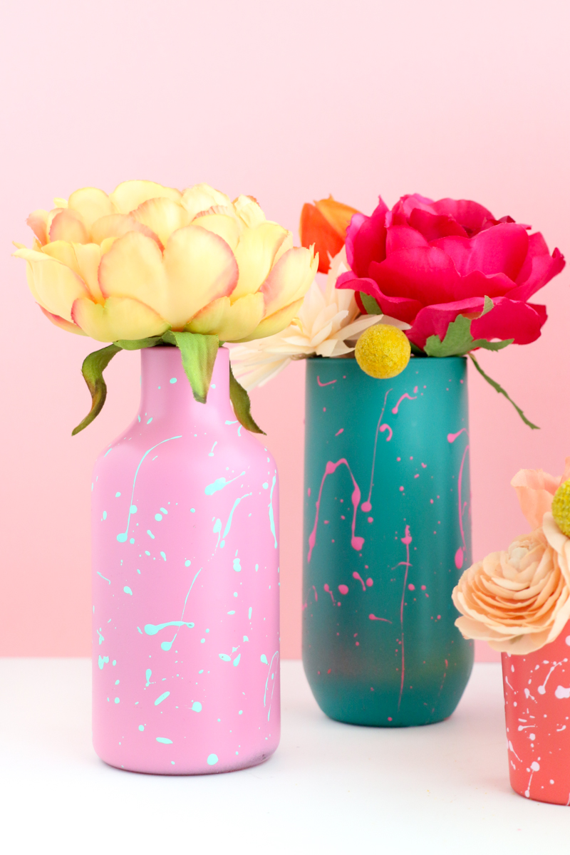 DIY Color Blocked Splatter Painted Flower Vases A Kailo Chic Life