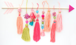DIY Valentine's Day Neon Yarn Wall Hanging