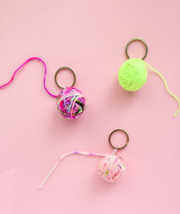 DIY Yarn Ball Keychain Valentines