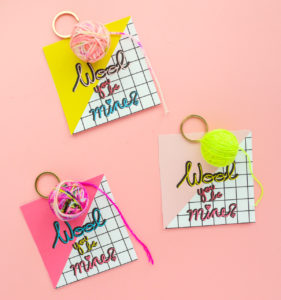 DIY Yarn Ball Keychain Valentines