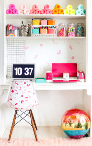 DIY Vinyl Confetti Decorated Office