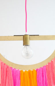 DIY Yarn Fringe Pendant Light