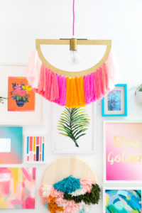 DIY Yarn Fringe Pendant Light