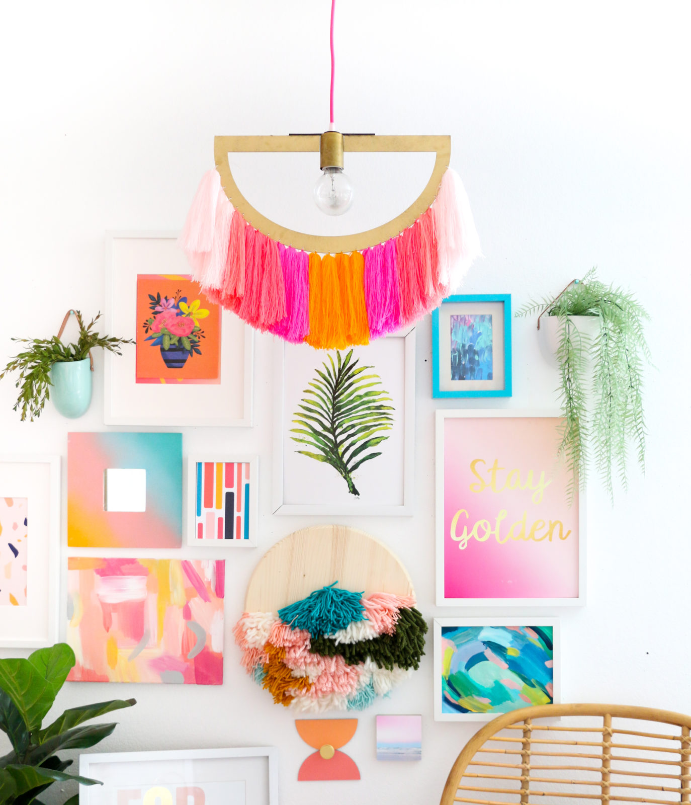 DIY Yarn Fringe Pendant Light - A Kailo Chic Life