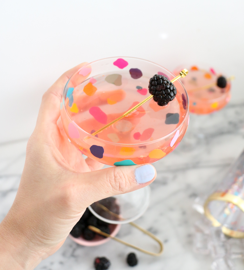 DIY Confetti Coupe Cocktail Glasses