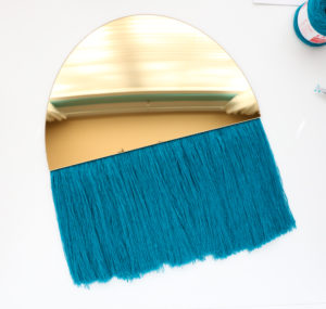 DIY Gold Acrylic Fringe Mirror