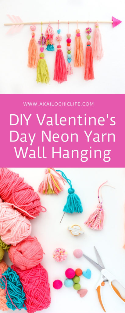 DIY Valentine's Day Neon Yarn Wall Hanging