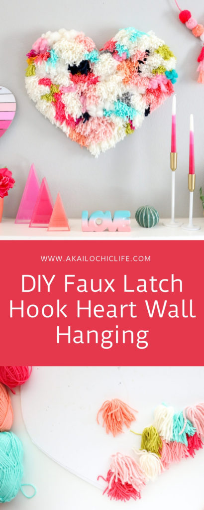 DIY Faux Latch Hook Heart Wall Hanging