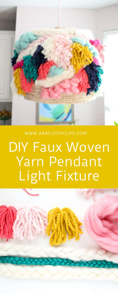 DIY Faux Woven Yarn Pendant Light Fixture