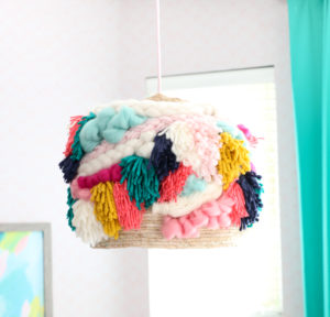 DIY Faux Woven Yarn Pendant Light Fixture