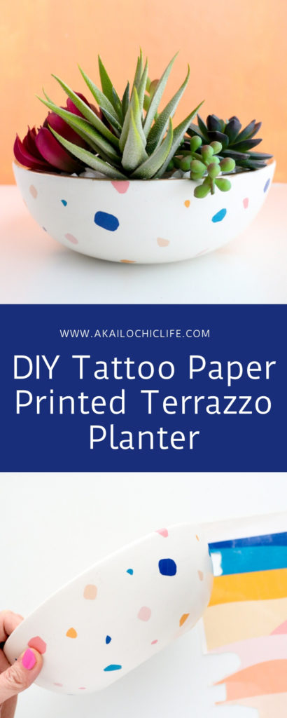 DIY Tattoo Paper Printed Terrazzo Planter