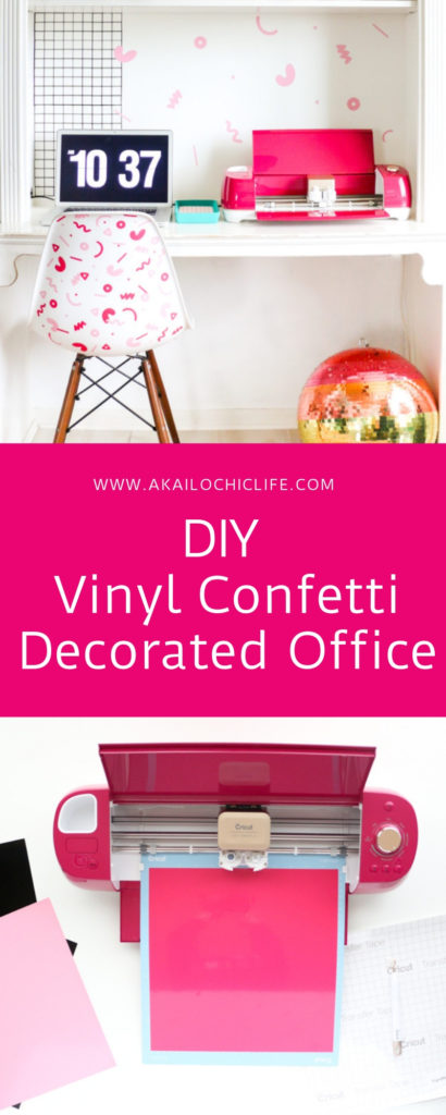 DIY Vinyl Confetti Decorated Office