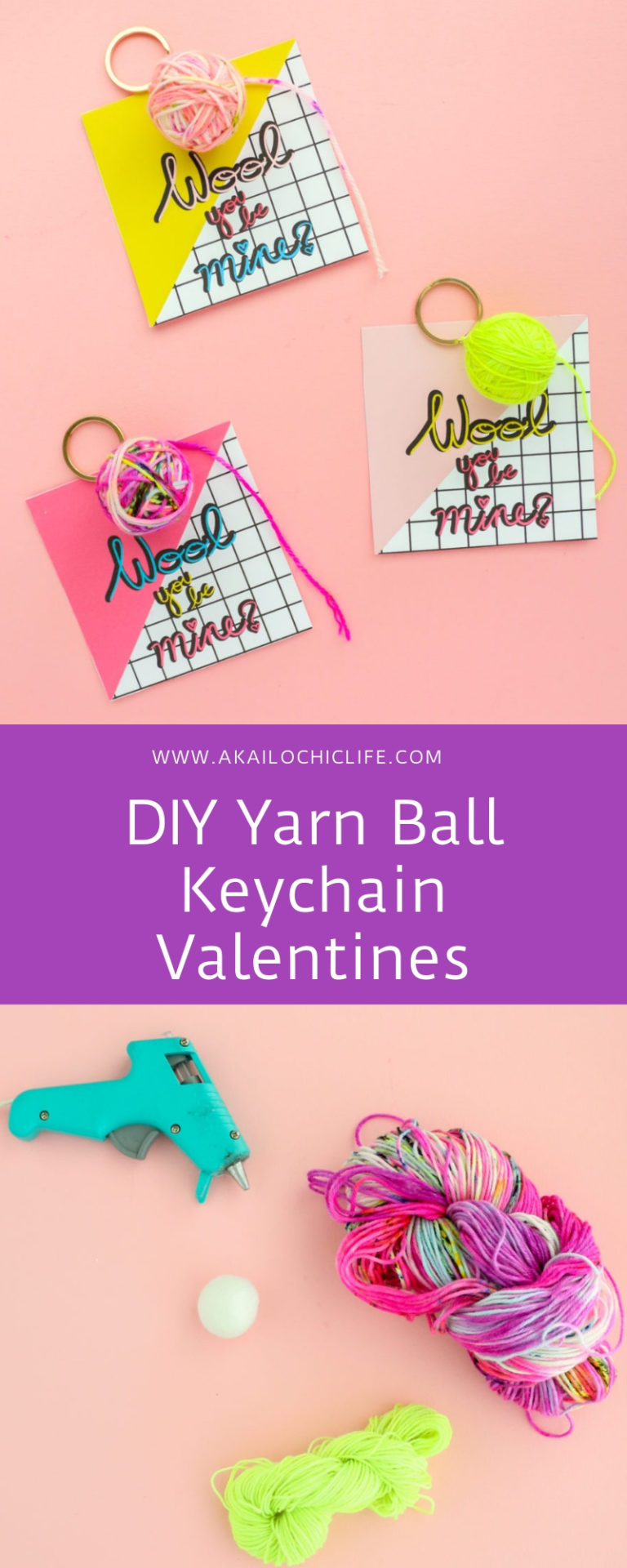 DIY Yarn Ball Keychain Valentines A Kailo Chic Life