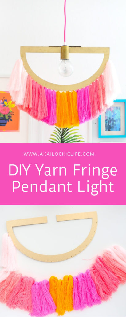 DIY Yarn Fringe Pendant Light
