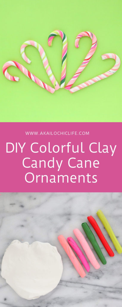 DIY Colorful Clay Candy Cane Ornaments