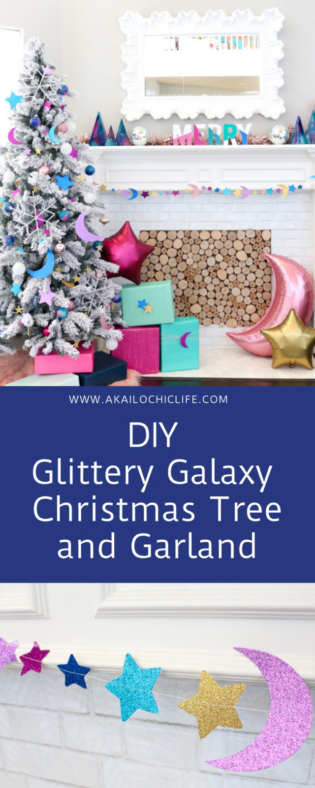 DIY Glittery Galaxy Christmas Tree and Garland A Kailo Chic Life