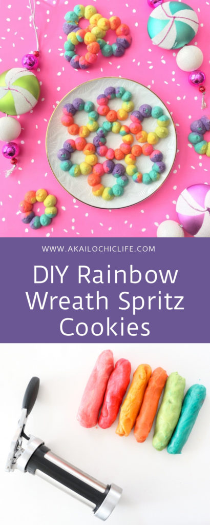 DIY Rainbow Wreath Spritz Cookies