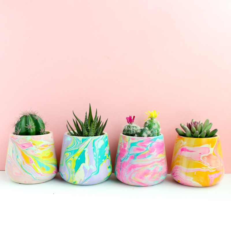 How To Make Marbled Planters