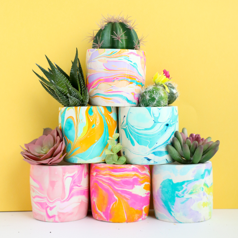 How To Make Marbled Planters