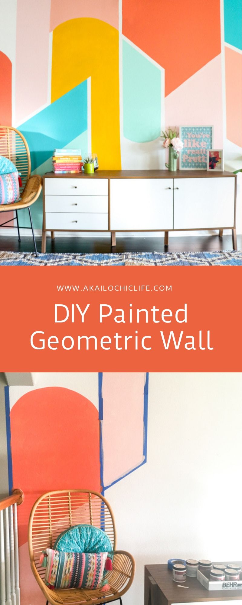 DIY Painted Geometric Wall - A Kailo Chic Life