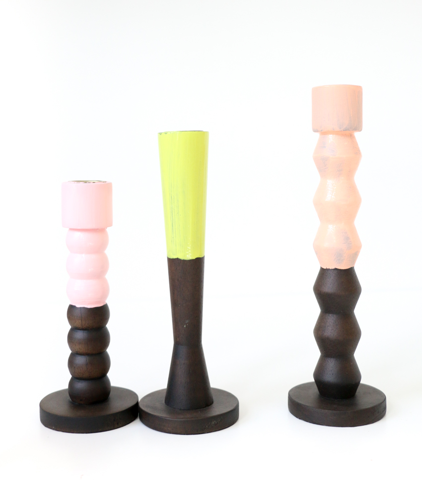DIY Color Blocked Taper Candle Holders