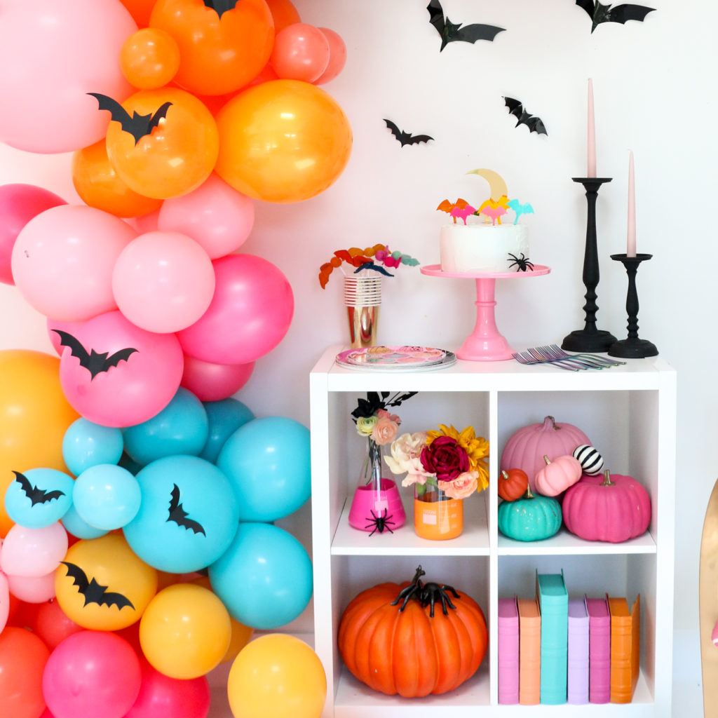 DIY Colorful Halloween Bat Balloon Garland