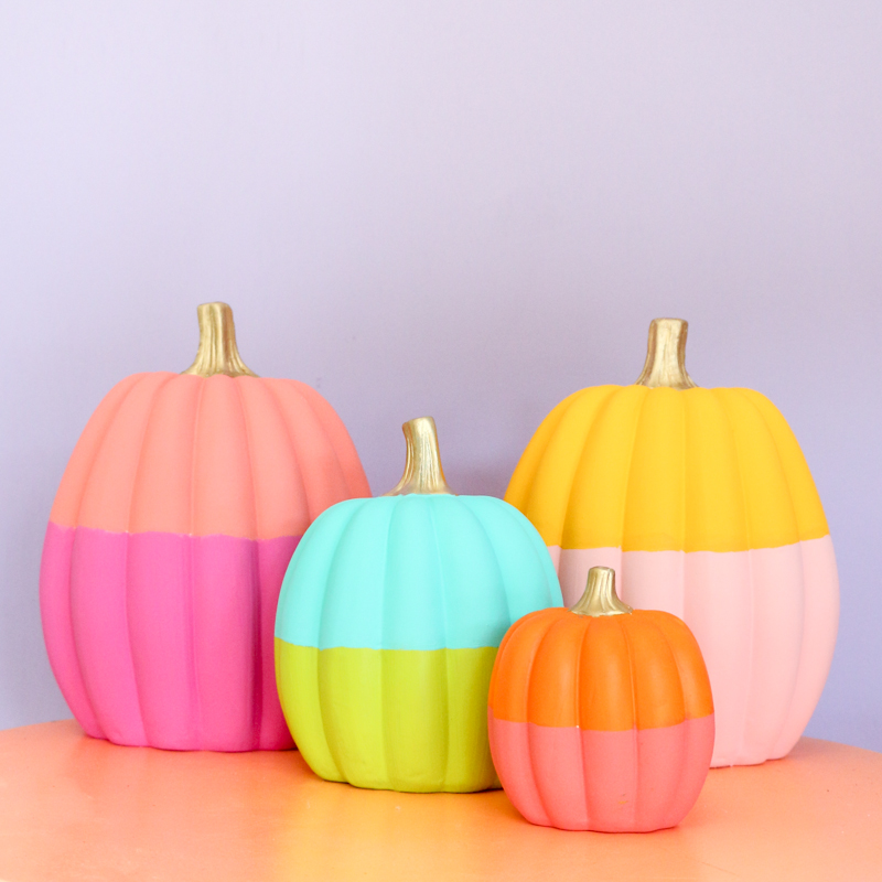 DIY No Carve Color Blocked Pumpkins