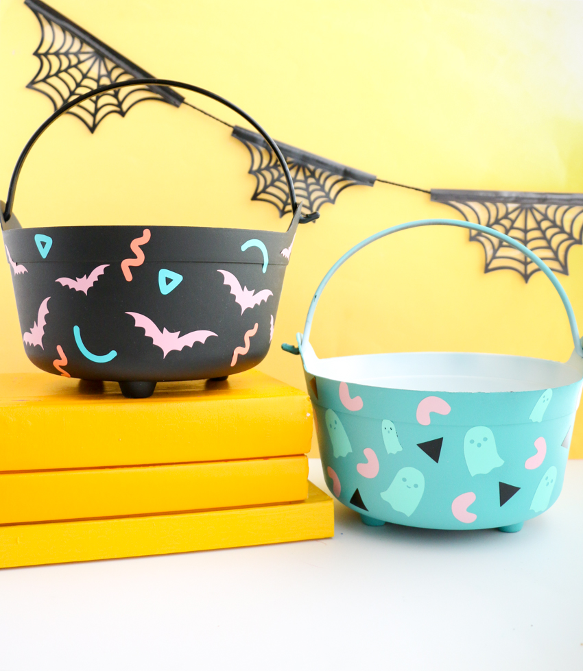 DIY Colorful Patterned Cauldron Candy Buckets