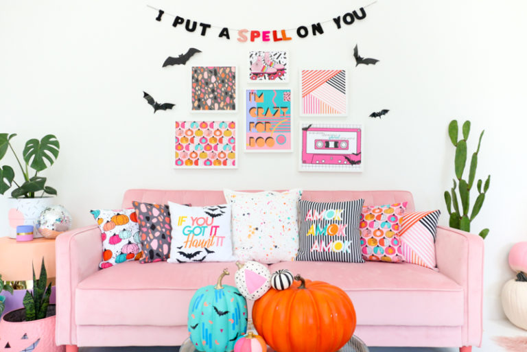 DIY Splatter Painted Halloween Pillow - A Kailo Chic Life