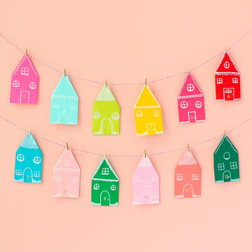 DIY Colorful Gingerbread House Advent Calender