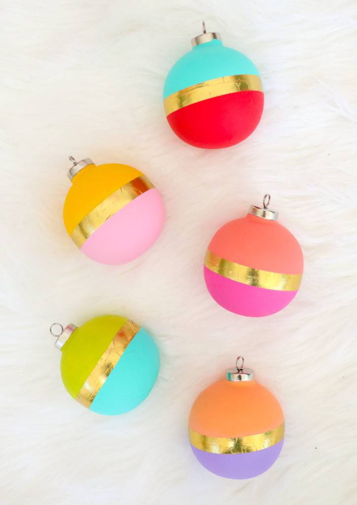 DIY Color Blocked Ornaments