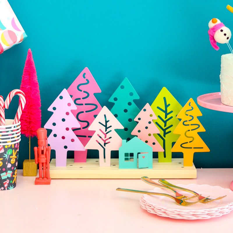 DIY Colorful Tree Forrest Christmas Decor