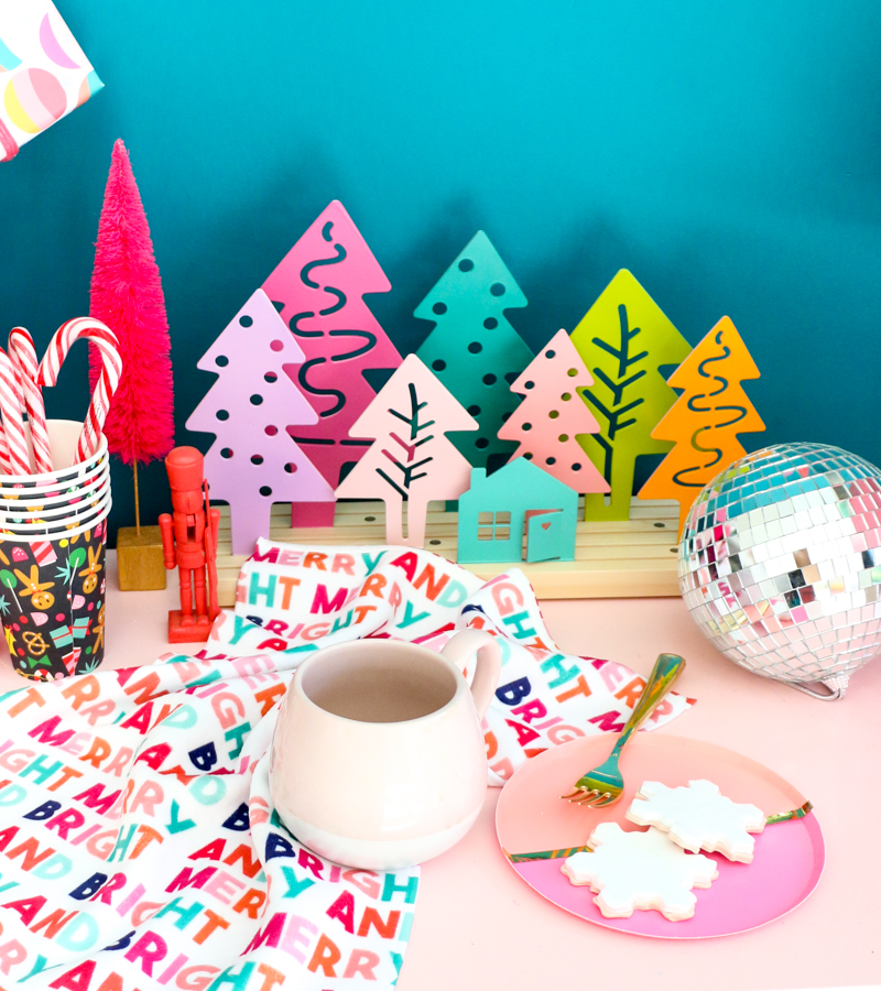 DIY Colorful Tree Forrest Christmas Decor
