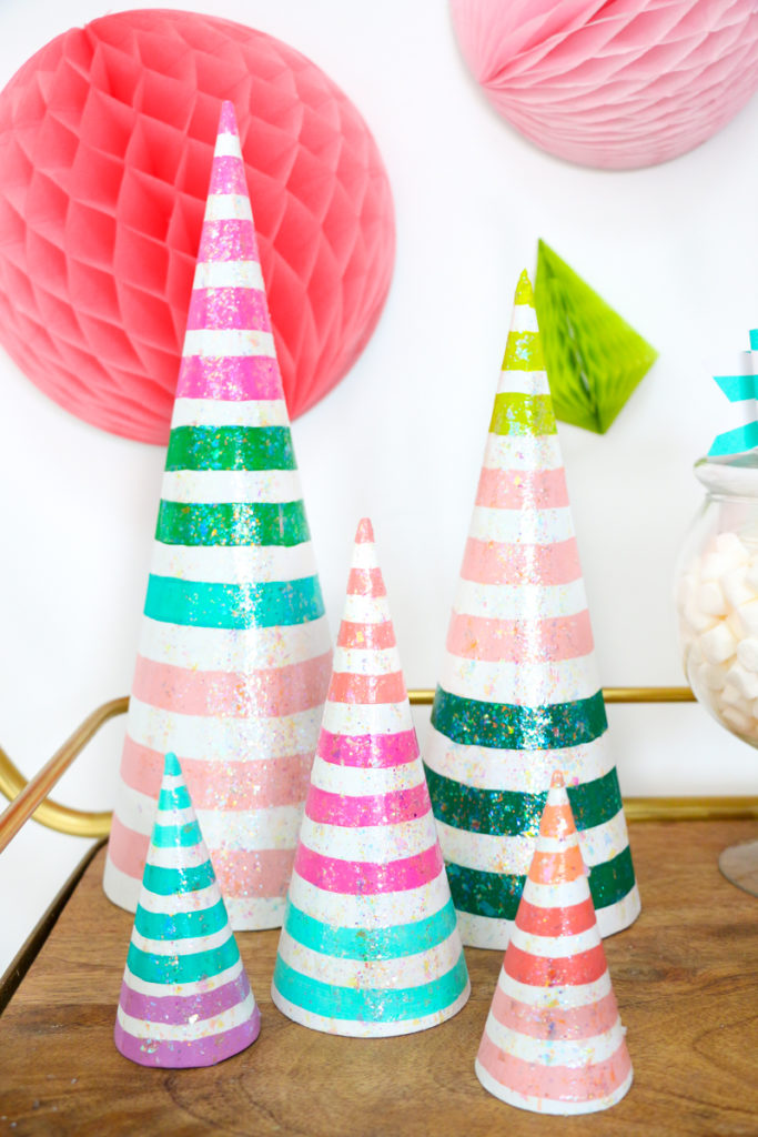 DIY Glittery Christmas Tree Cones