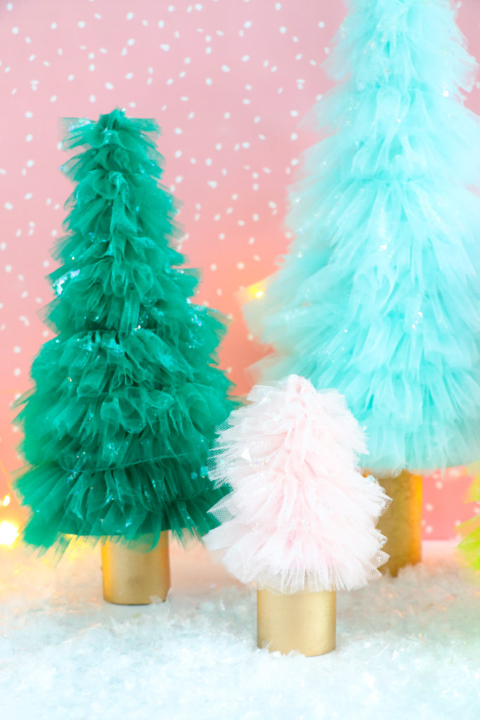 DIY Ruffled Tulle Christmas Trees