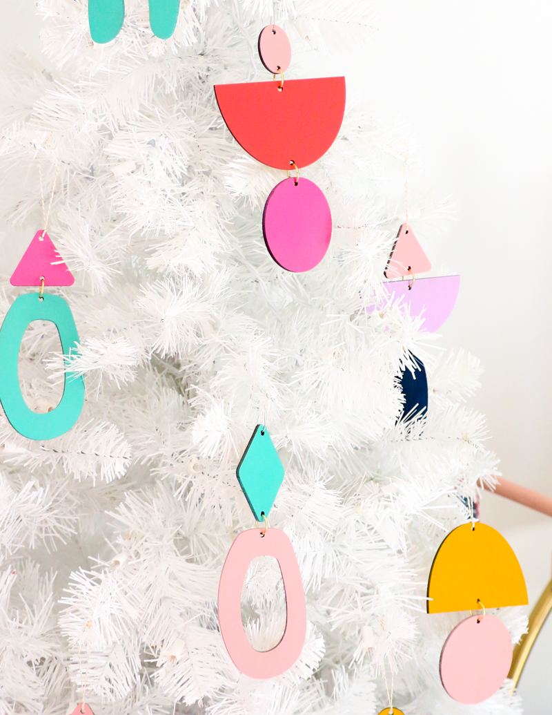 DIY Abstract Geometric Colorful Wood Ornaments