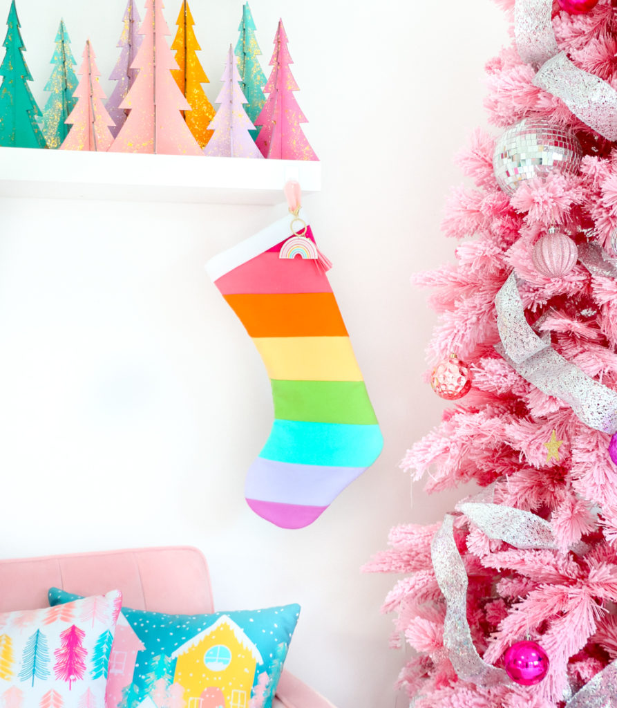 DIY Rainbow Striped Christmas Stockings