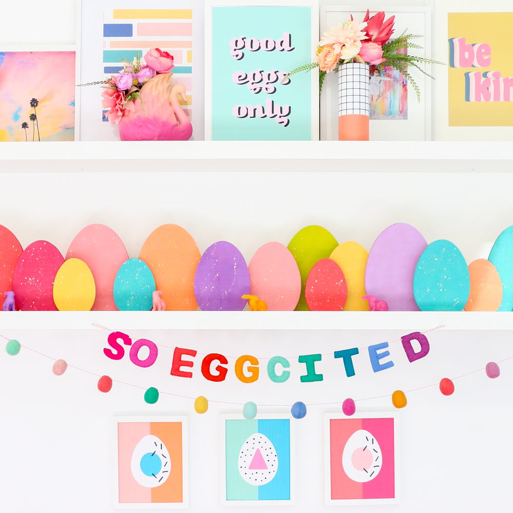 Colorful Easter Decorations and Free Printable Art
