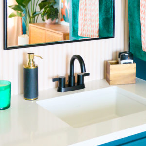 Moody Art Deco Master Bathroom Vanity