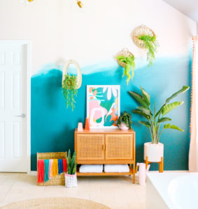 Master Bathroom Refresh with an Abstract Wall Mural-5