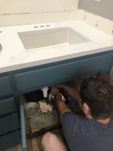 Moody Art Deco Master Bathroom Vanity